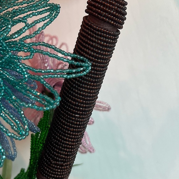 Vintage Antique French Beaded Flowers Floral arrangement bridal bouquet Cattails - Picture 15 of 15